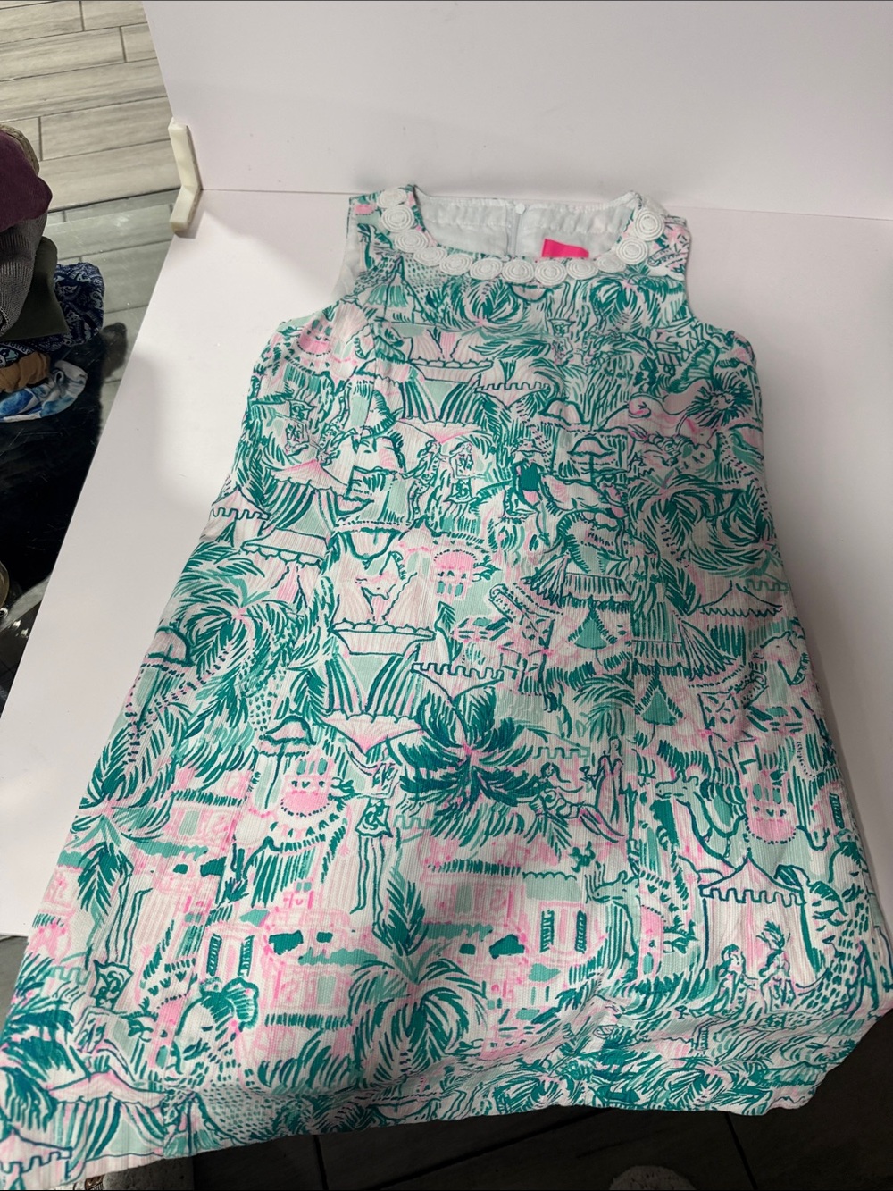 Lilly Pulitzer Girls' Tropical Print Sleeveless Dress in Teal & Pink